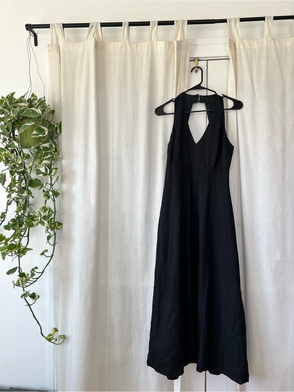 Vintage black midi Jessica Howard sz 6 linen dress